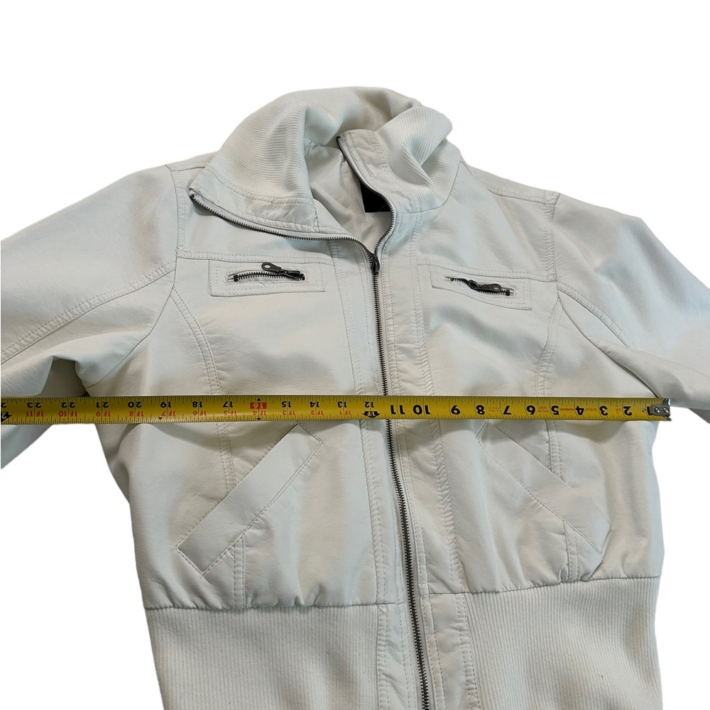 Louis Paris White Faux Leather Zip Up Bomber Jacket Size 2X - Picture 13 of 17